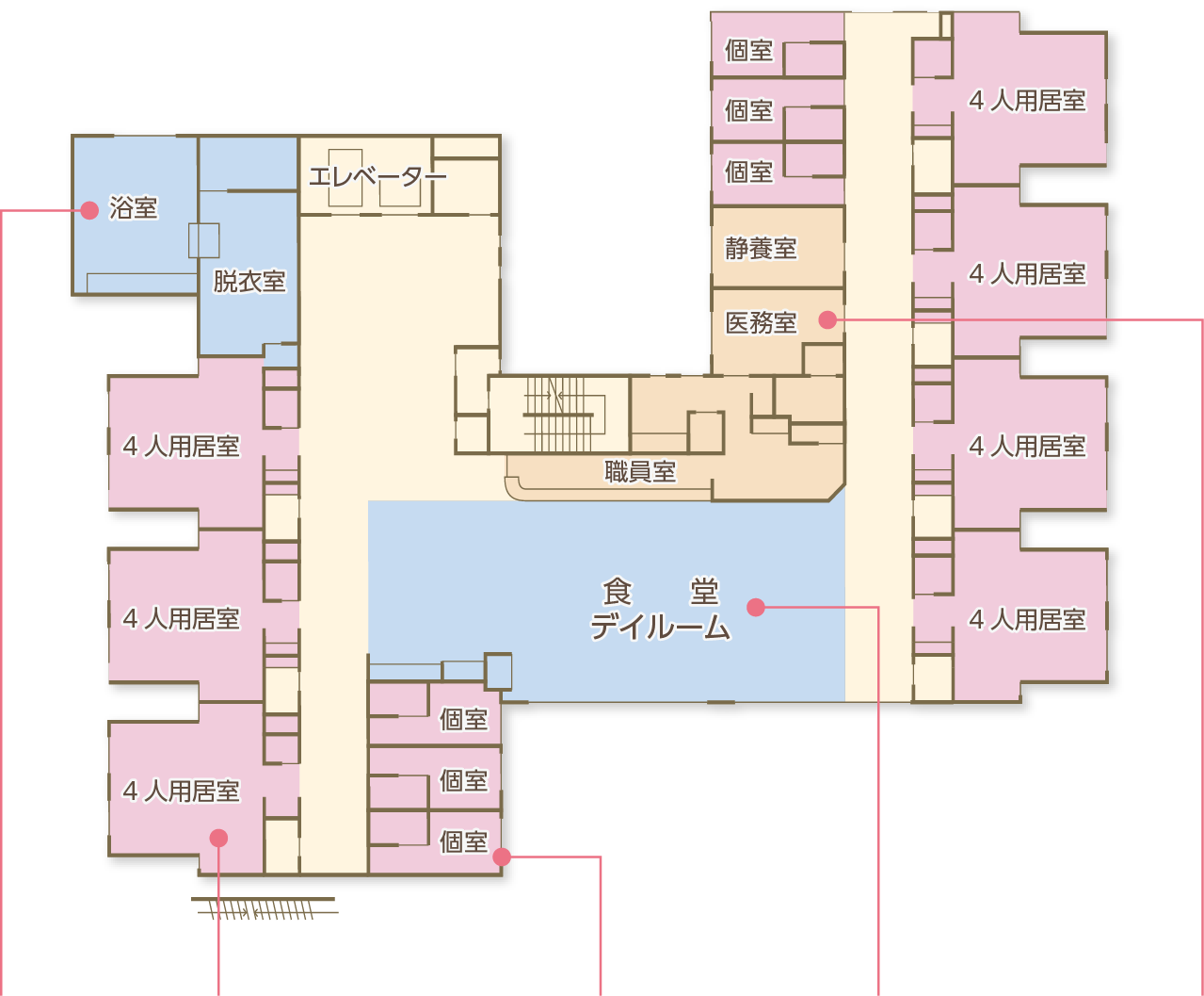 山手さくら苑の2階フロア図