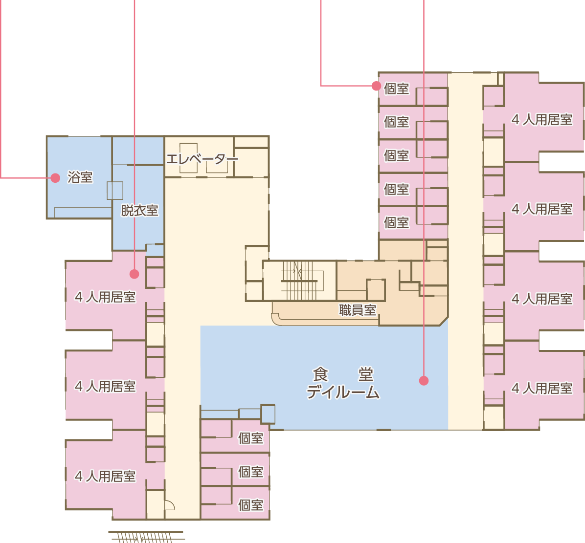 山手さくら苑の3階フロア図